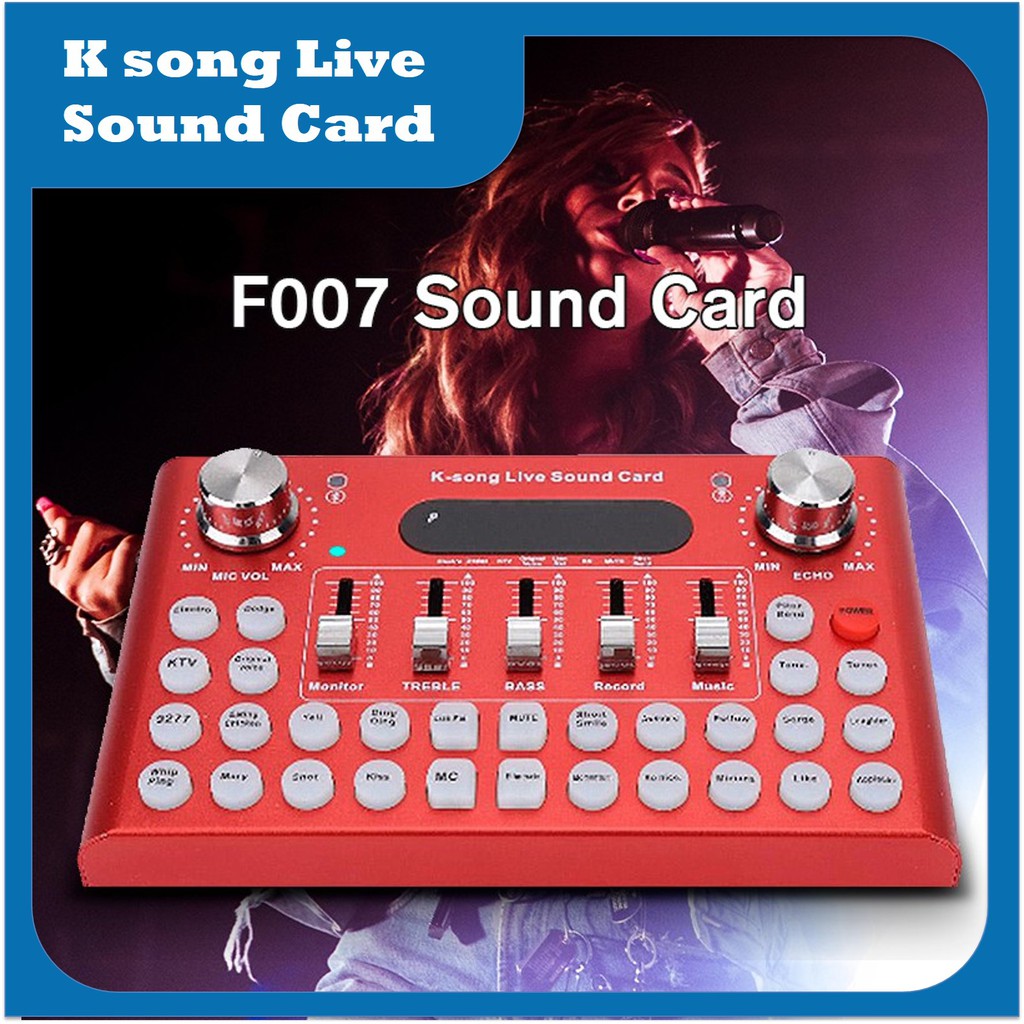 Soundcard F007 Audio Mixer HP PC Mac Live Broadcast VLOG Sound card Equalizer Efek Suara Recording