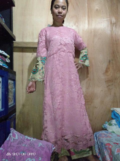 Sarimbit Batik Set Gamis Brukat Corneli Mix Katun & Balotelli Couple Kejora By Titiek