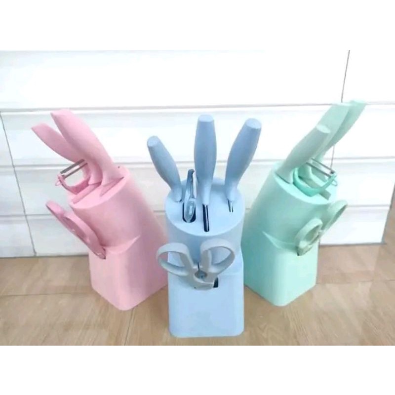Pisau Dapur Set/ pisau jerami + holder / pisau set