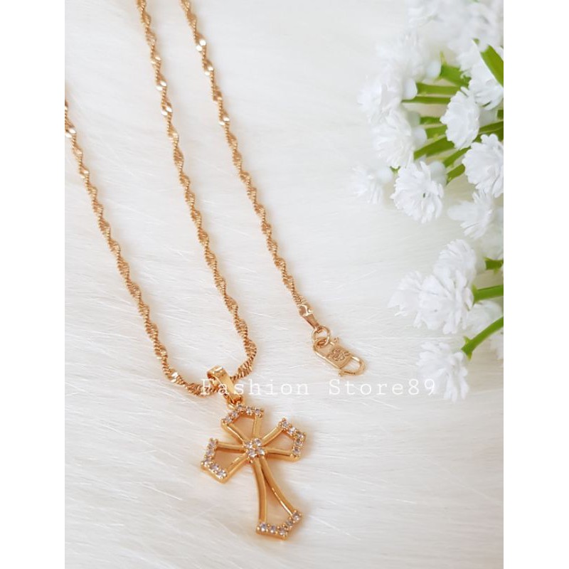 Bestseller import kalung rohani fashion emas xuping yaxiya kalung Salib permata cantik bestquality