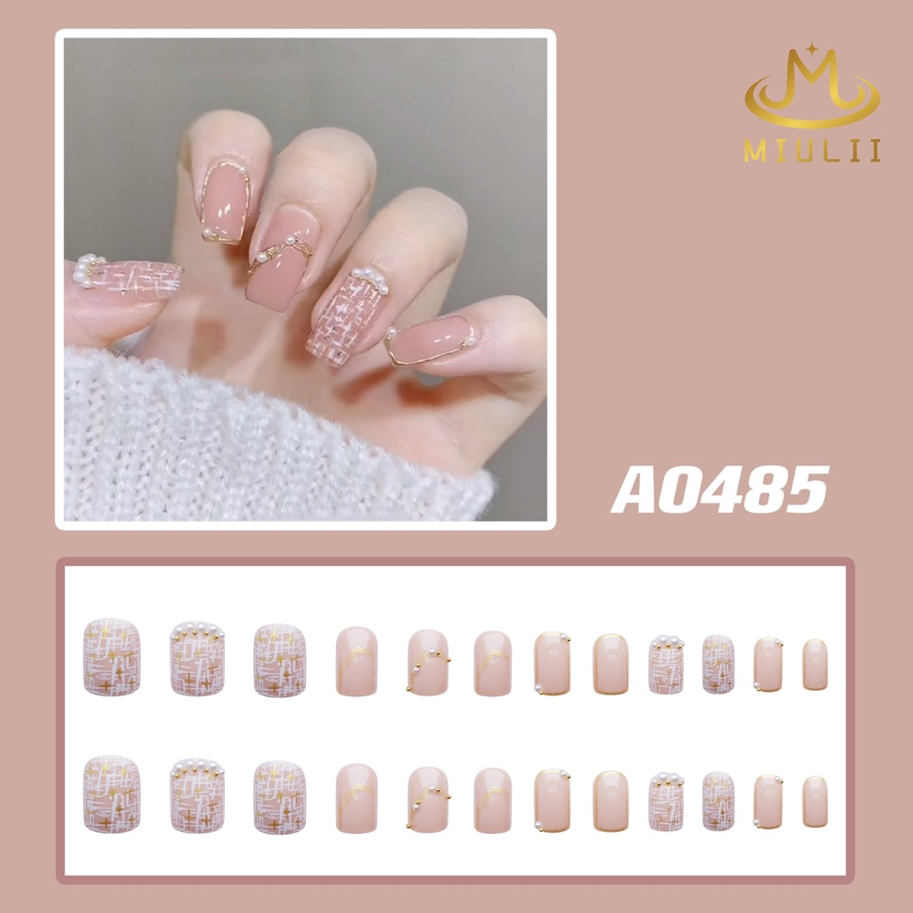 MIULII / KUKU PALSU  A0485  / 24PCS / 3D / NAIL ART / PREMIUM / CUTE / BIRU / FREE LEM JELLY / KUTEK