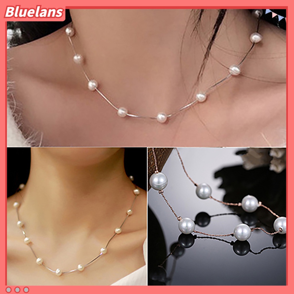 Fashion Perhiasan Liontin Rantai/Kalung Pendek Gaya Choker Dengan Mutiara Imitasi Yang Mempesona