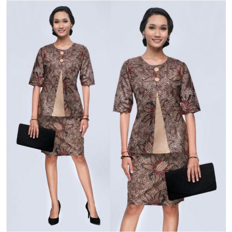 Setelan Batik Kebaya Modern Jumbo 4L-5L Atasan Blouse dan Rok Big Size XXXL ARN-C