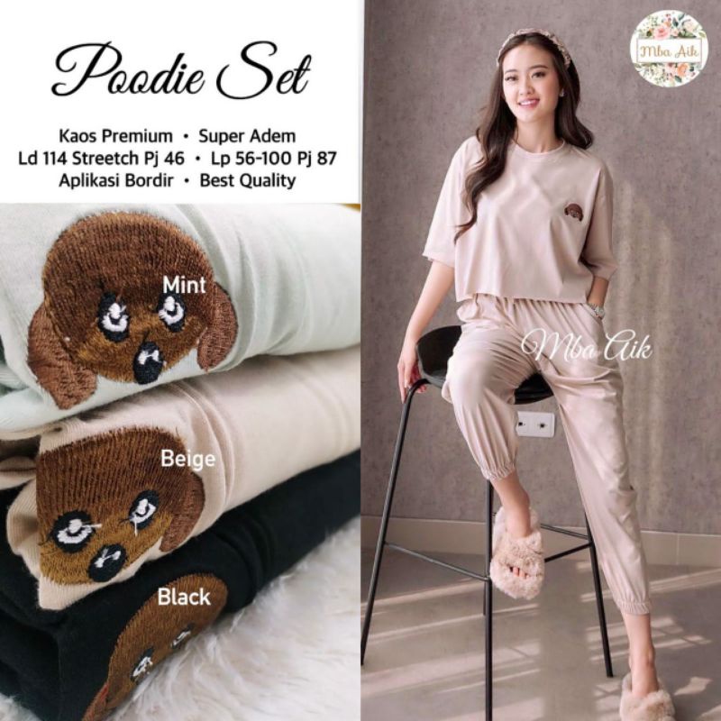 COD NEW BEST STARS SELLERS POODIE SET BAHAN KAOS PREMIUM LD114 LP 56-100 PANTS FULL KARET PINGGANG O