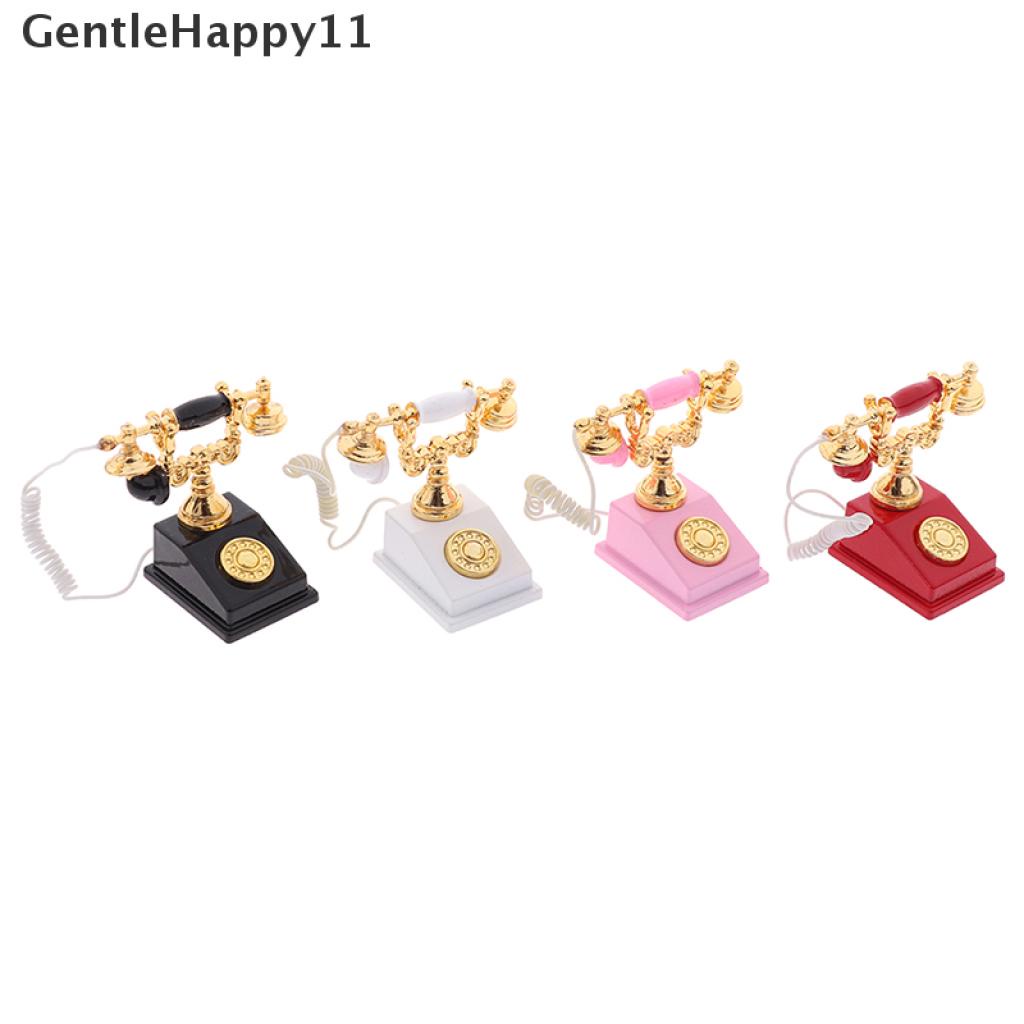 Gentlehappy 1Pc 1: 12rumah Boneka Miniatur Telepon Model Retro Rotary Telepon Untuk Dekorasi Boneka