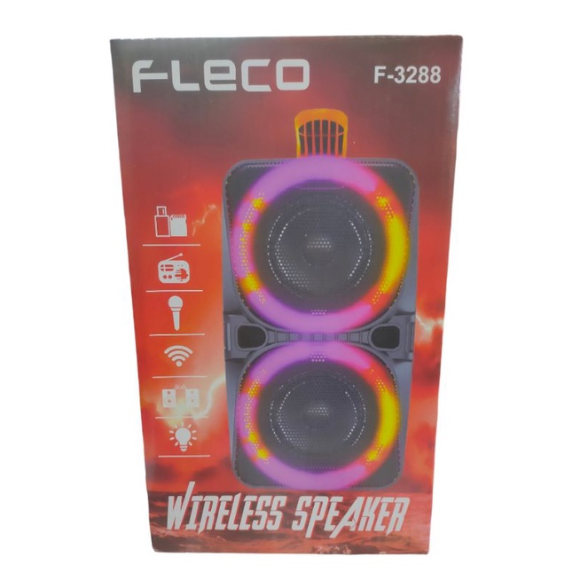 SPEAKER BLUETOOTH PORTABLE FLECO F-3288 FULL LED LAMP SUPER BASS