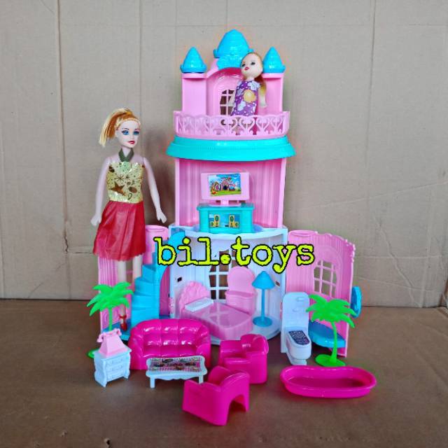 DREAM CASTLE MAINAN ANAK PEREMPUAN RUMAH BERBI LH4 + KUDA PONI / LH5 +BERBI