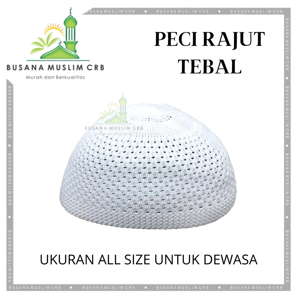 Peci Kopiah Rajut Tebal Warna Putih Untuk Oleh Haji Umroh Lentur Size Dewasa Asli Lokal | Peci Putih