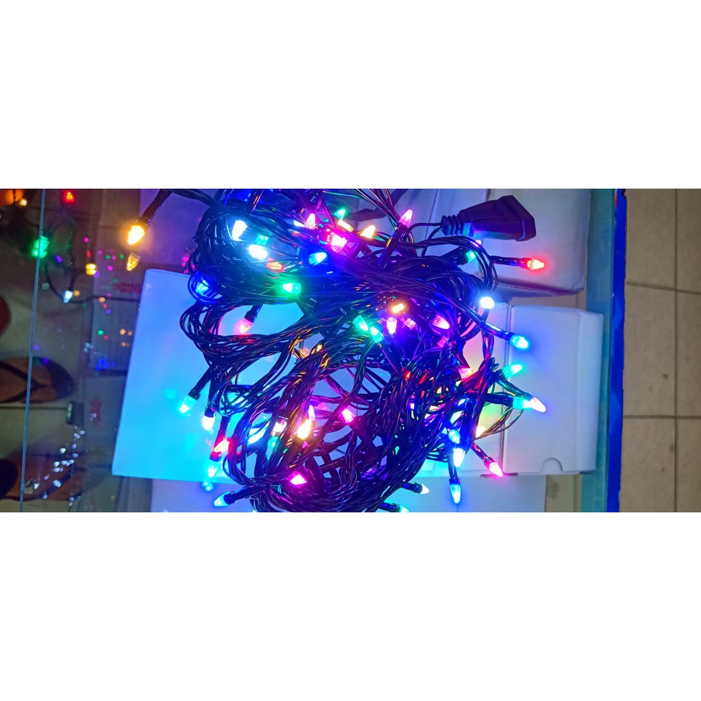 Lampu Natal / Lampu Tumblr LED Kabel Hitam Warna Warni 10 Meter