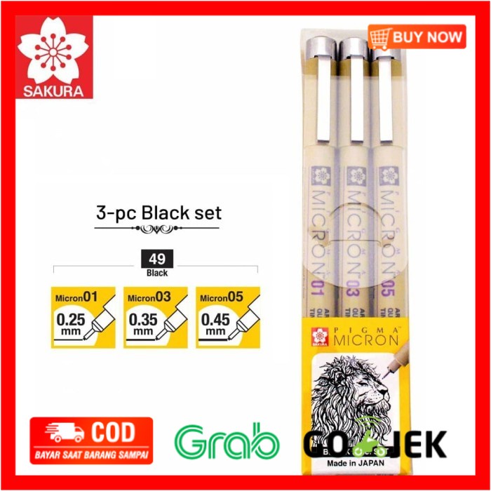 

(BISA COD) Sakura Pigma Micron Black Set 3