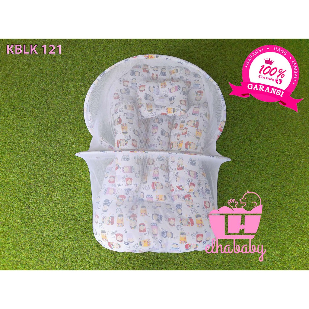 Kasur Lipat Bayi Set Kelambu Bantal Guling | Tempat Tidur Anak Baru Lahir Motif Lucu Bonus Tas 121