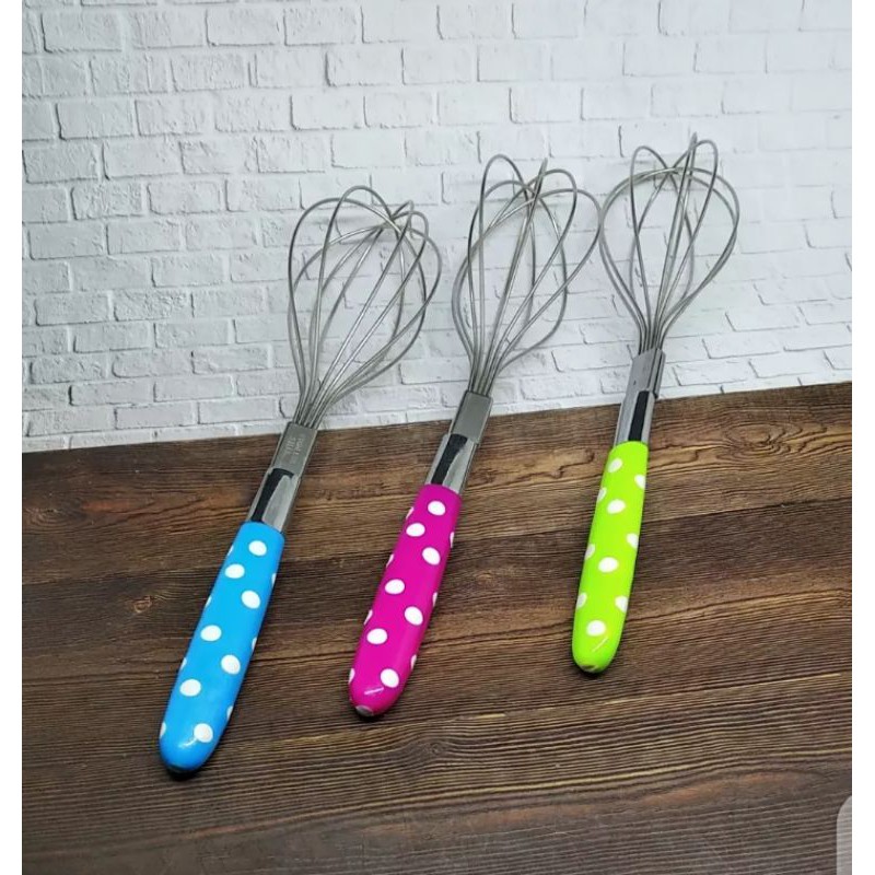 Kocokan Pengocok Telur Polkadot Kocokan Wisk Stainles