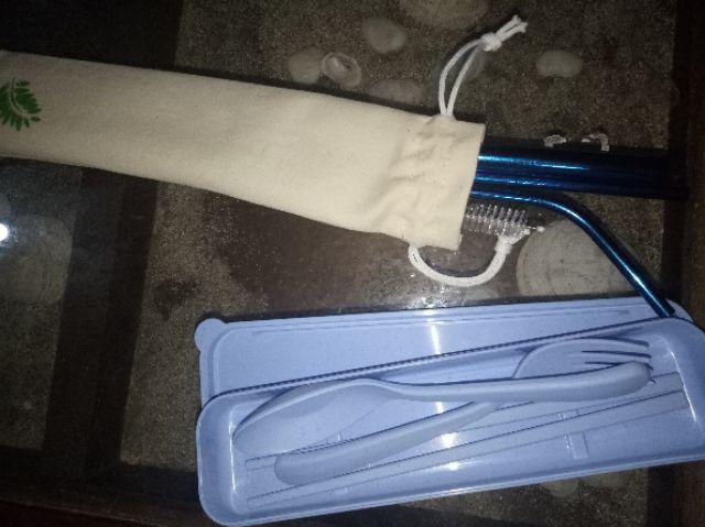 Stainless Straw / Sedotan Stainless (full Set Bubble Blue)