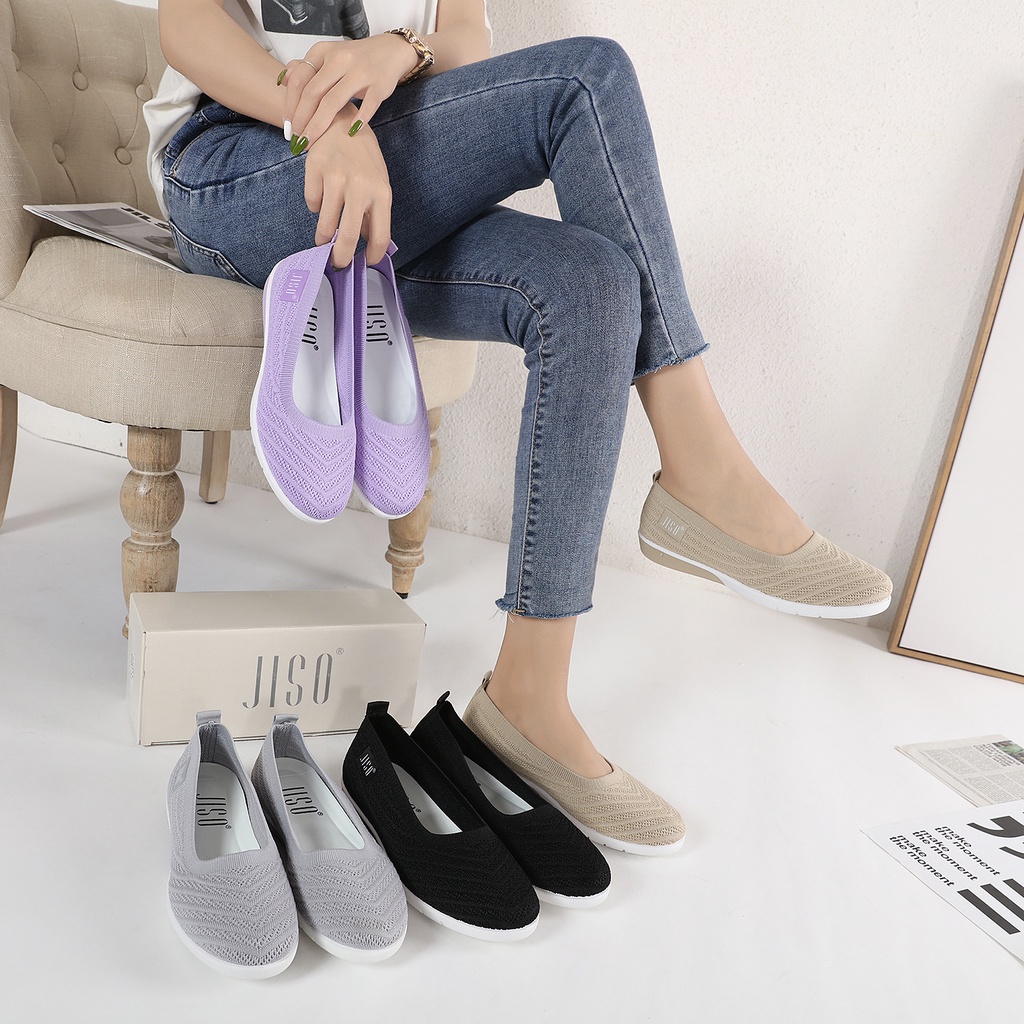 JISO S901 / Sepatu Flat shoes Rajut Wanita Import