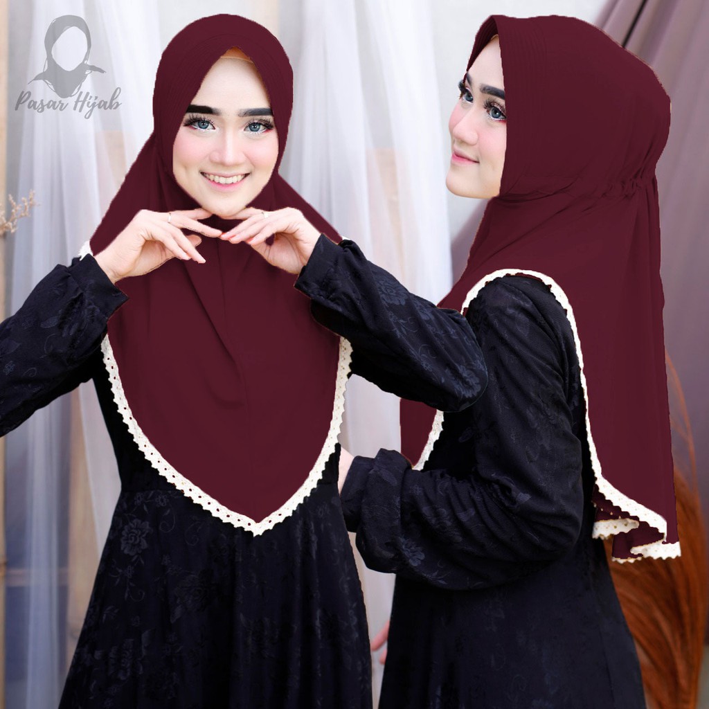 Jilbab Instan Serut Elga Hijab Bergo Jersey Premium Pasar Hija'b