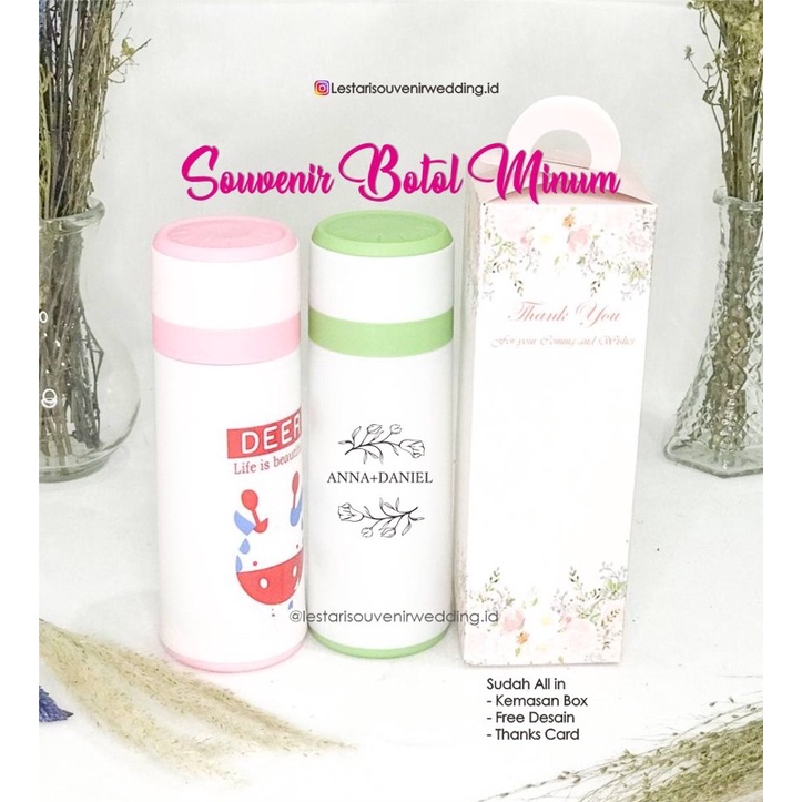 Souvenir Botol Minum Kaca (nocode 6) /Souvenir Pernikahan unik cetak nama/Souvenir custom botol kaca