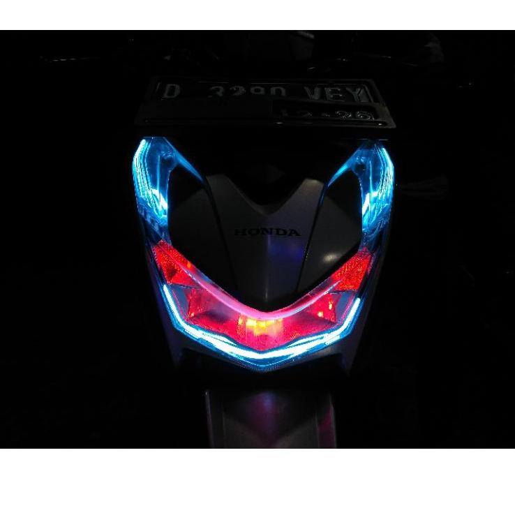 Tidak Diragukan.. Paket Lampu Alis, Demon eye, & Saklar on/off Lampu Utama Honda Beat Deluxe/Fi/Cbs/