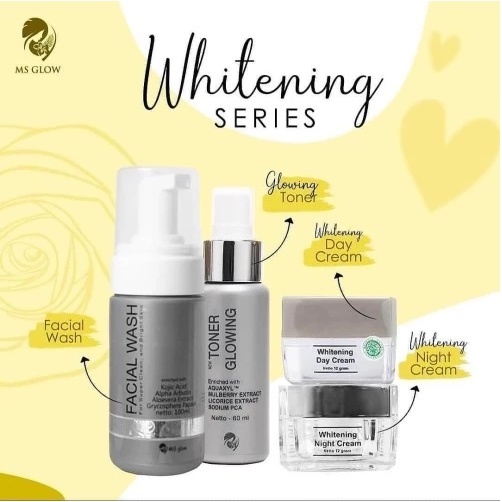 MS Glow Paket Wajah Whitening | Acne | Ultimate | Luminous Dengan Day Cream/ Daily BB Cream/Pakai Krim Siang Free Pouch Original 1000% Asli Terbaru Termurah/Loose Powder Natural/Ivory/Oily/Bedak Tabur