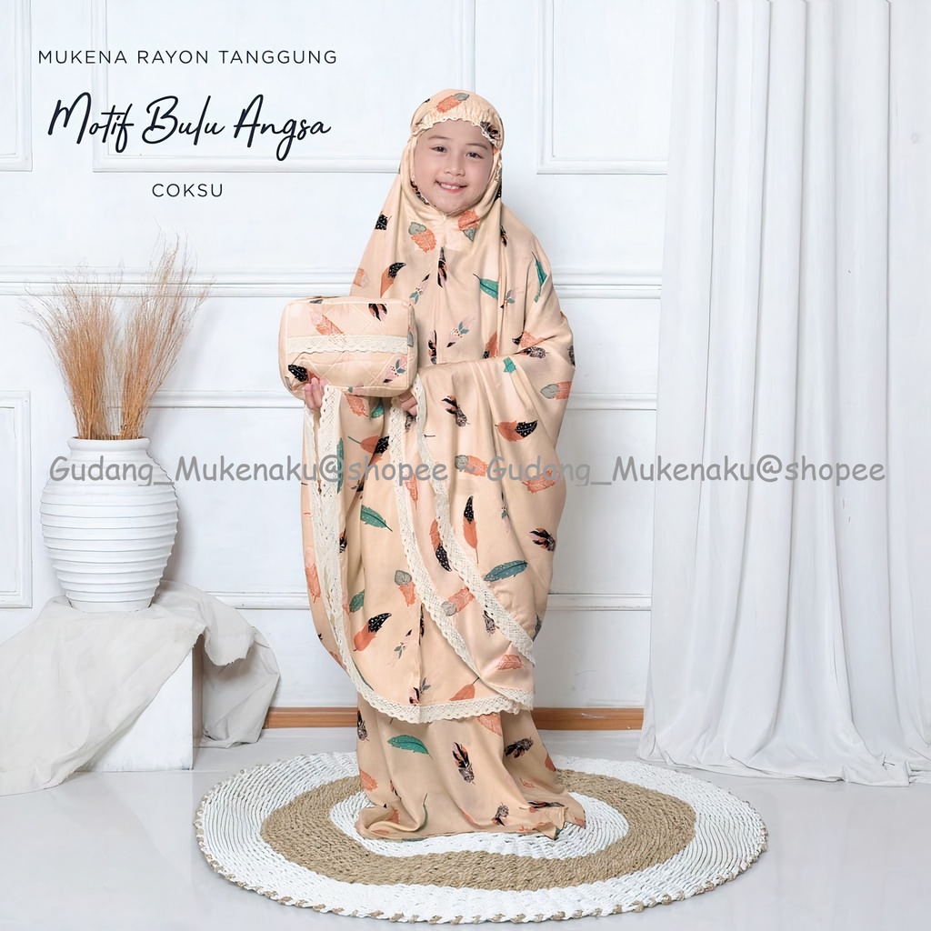 Gudang_Mukenaku Mukena Anak Tanggung (estimasi 8-12 Tahun) Motif Bulu Angsa Renda Rajut Model Saliha Free Tas Terbaru