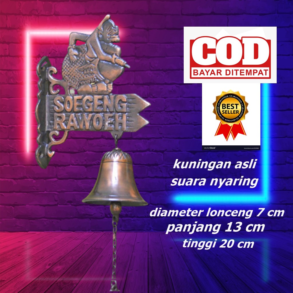 Bel Pintu Lonceng rumah Antik Kuningan Asli Motif Kuno Suara nyaring Model Semar Soegeng Rawoeh