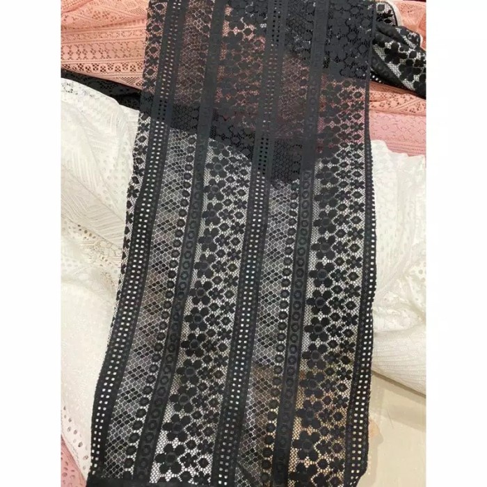 brukat-kebaya- kain brokat meteran / kain brukat motif salur paradise - hitam, per 0.5 meter