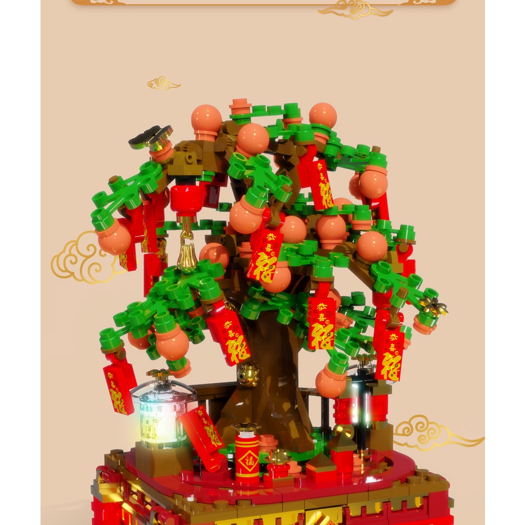 Fortune tree light music box Rakitan Mainan Blok Bangunan diy