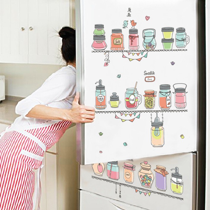 RELIZA WALL STICKER MOTIF BOTOL JAR DAPUR KITCHEN STIKER DINDING JM 7345