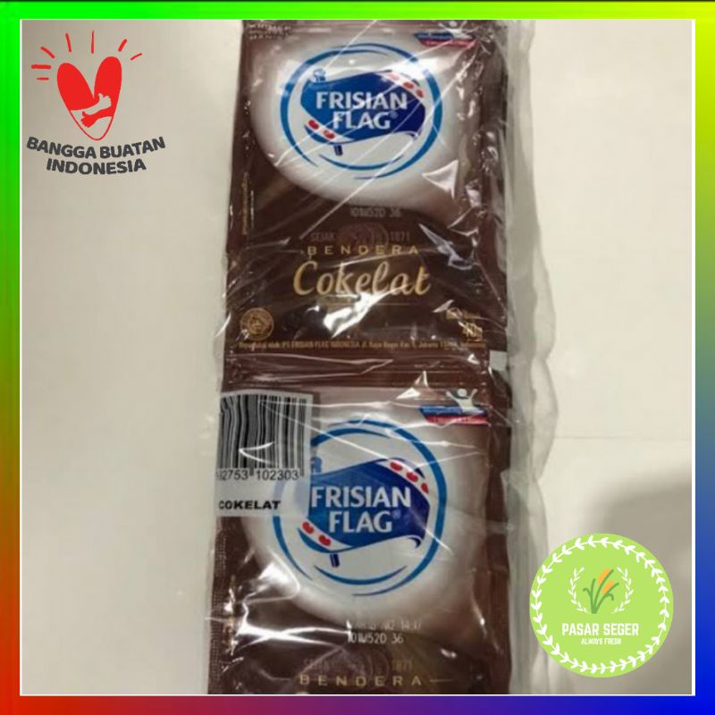 

Susu kental manis coklat bendera 6 pcs / Frisian Flag rasa coklat sachet 1 Pak