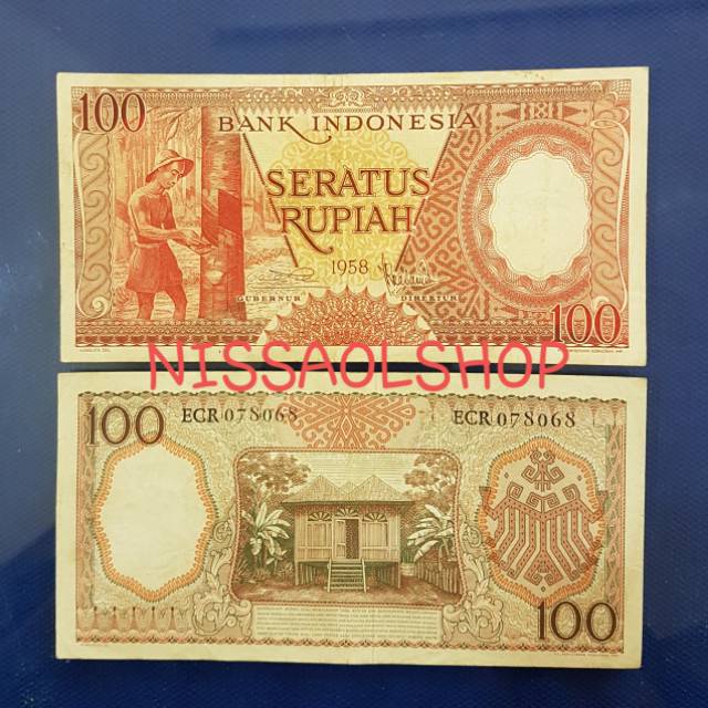 UP145 UANG KUNO 100 RUPIAH PEKERJA TH 1958/UANGLAMA/UANGKOLEKSI/MAHARNIKAH