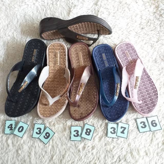 SANDAL WEDGES NEW ERA  WEDGES JEPIT NEW ERA KASUAL WEDGES KARET COLORFUL POLOS NEW ERA WEDGES WANITA