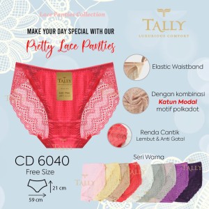 TALLY 6040 Celana Dalam Brokat Halus Dan Modis Bahan Brokat Katun