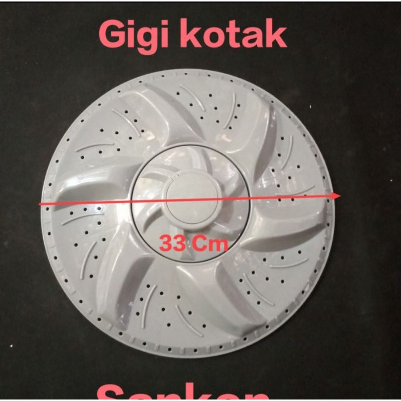 pulsator mesin cuci 2 tabung sanken as kotak diameter 33 cm