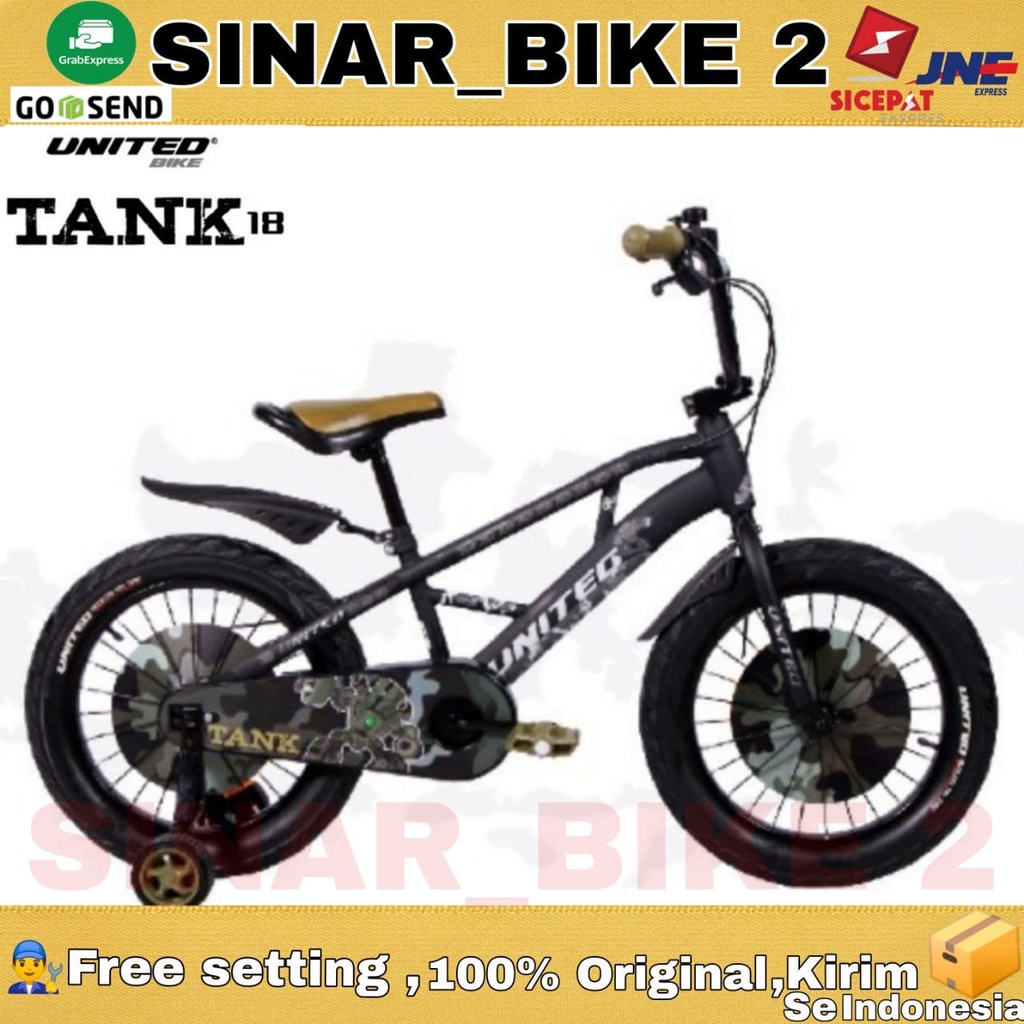 Sepeda Anak Laki BMX UNITED TANK Ukuran 18 Inch Ban Jumbo 3.0