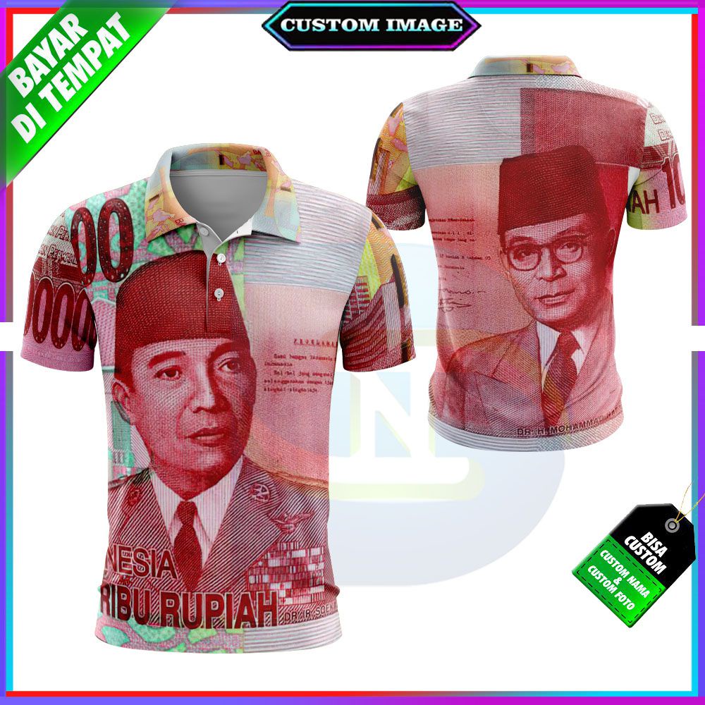 Baju Kaos Jersey Polo Wangki Uang Seratus Ribu Rupiah/ Baju Kaos Uang 100Ribu Rupiah Custom Terbaru