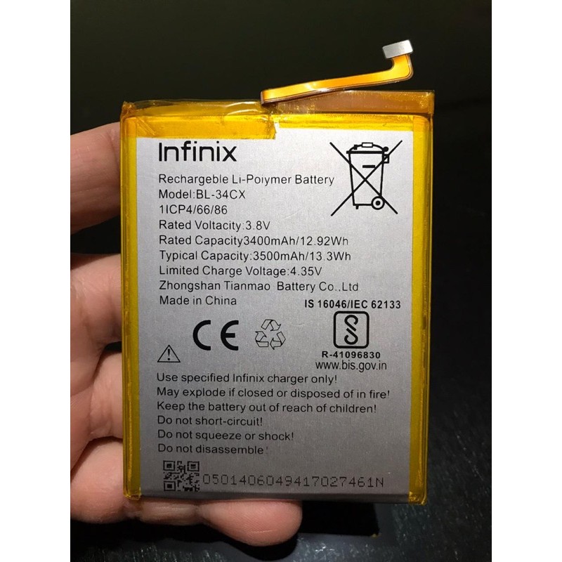 Battery Batere Batre Baterai Mcom Infinix BL-34CX BL34CX X627 smart 3 plus