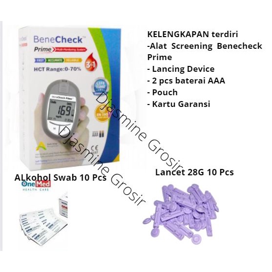 BeneCheck Prime 3in1/ Benechek Prime Alat Cek Gula Darah Asam Urat Kolesterol