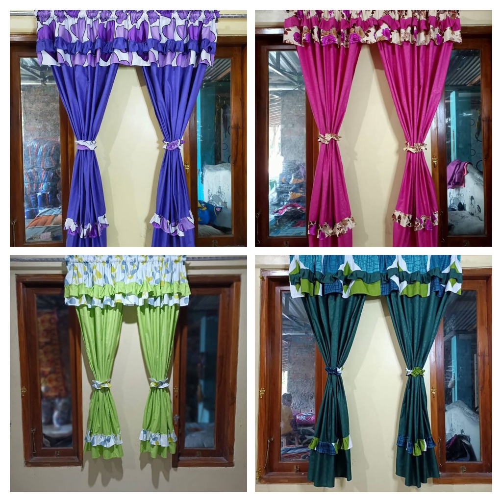Gorden untuk Jendela kecil / Tirai Jendela Minimalis, Model Rumbai Size 100x150cm - POLOS