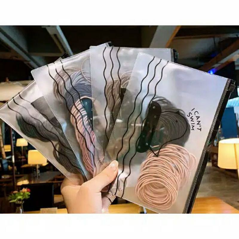 IKAT RAMBUT ELASTIS 100PCS FREE POUCH