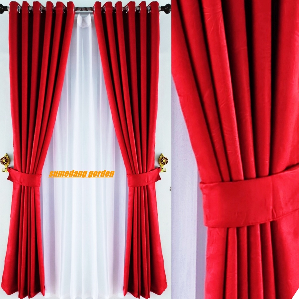 Gorden Jendela Pendek Kamar Tidur gordyn Polos Blackout Embos Import mewah Model Smokring  hordeng b