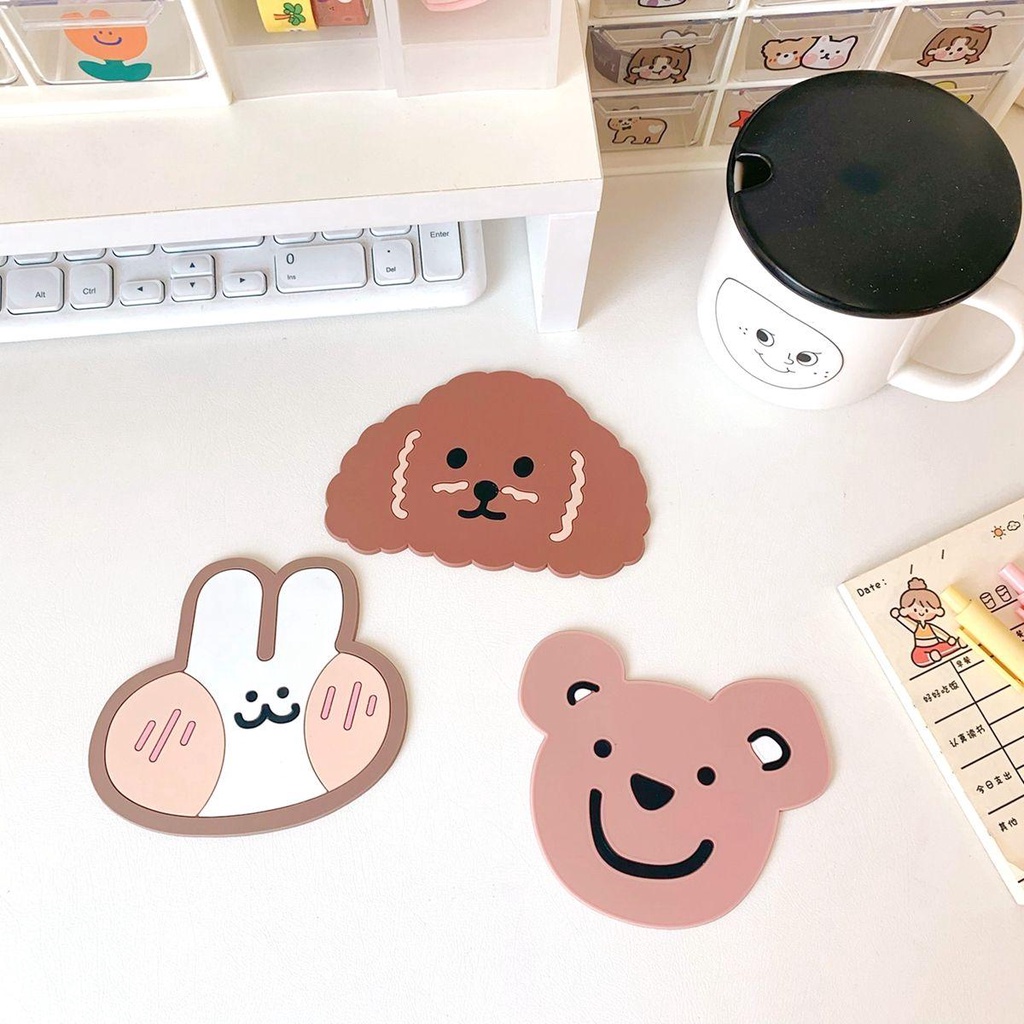 [Elegan] Tatakan Gelas Anak Anak Dewasa Home Trivet Silicone Tatakan Tahan Panas