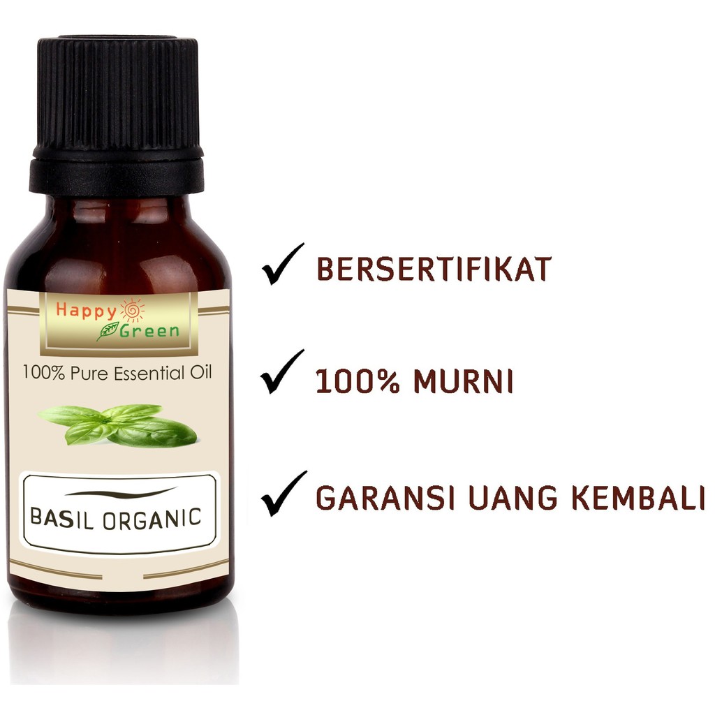 Happy Green ORGANIC Basil Essential Oil - Atsiri Kemangi Murni