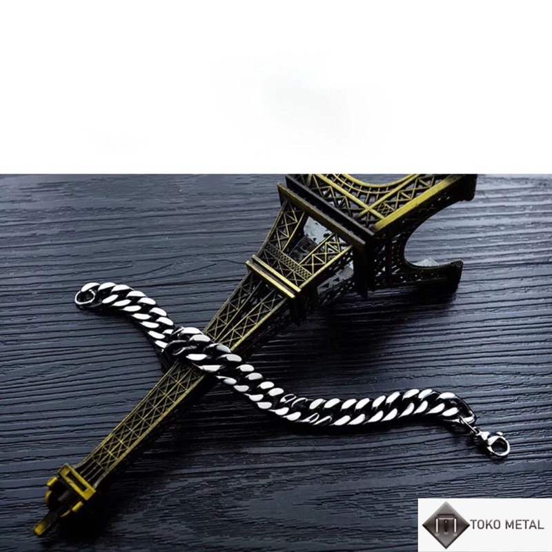 Gelang Titanium kualitas Tinggi Pria Model Rantai Black Gold Silver [ Toko Metal7 ]