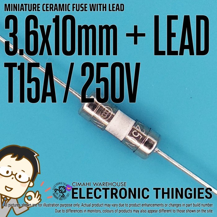 3.6x10mm 250V T15A SLOW CERAMIC FUSE SEKRING KERAMIK 15A 3.6x10