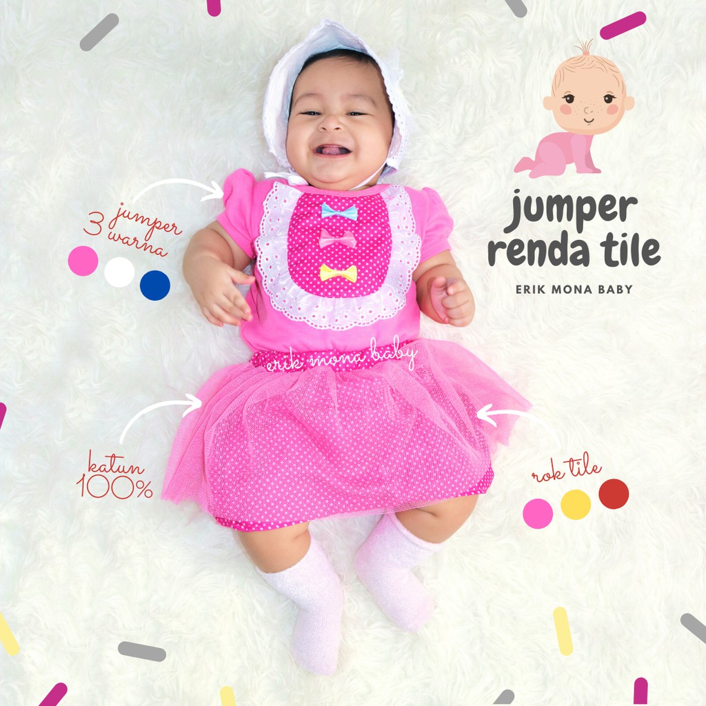 ✔️baju bayi jumper bayi renda tile baby romper girl✔️