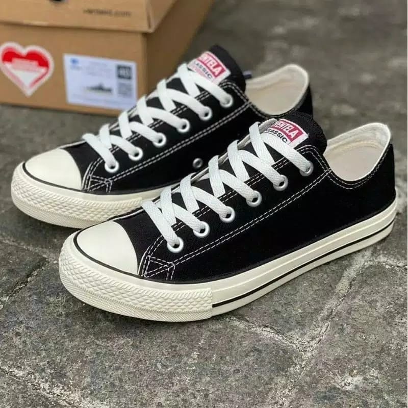 Ventela Ethnic Sepatu 70s Black Natural White High Low-Ethnic Black Nat Low