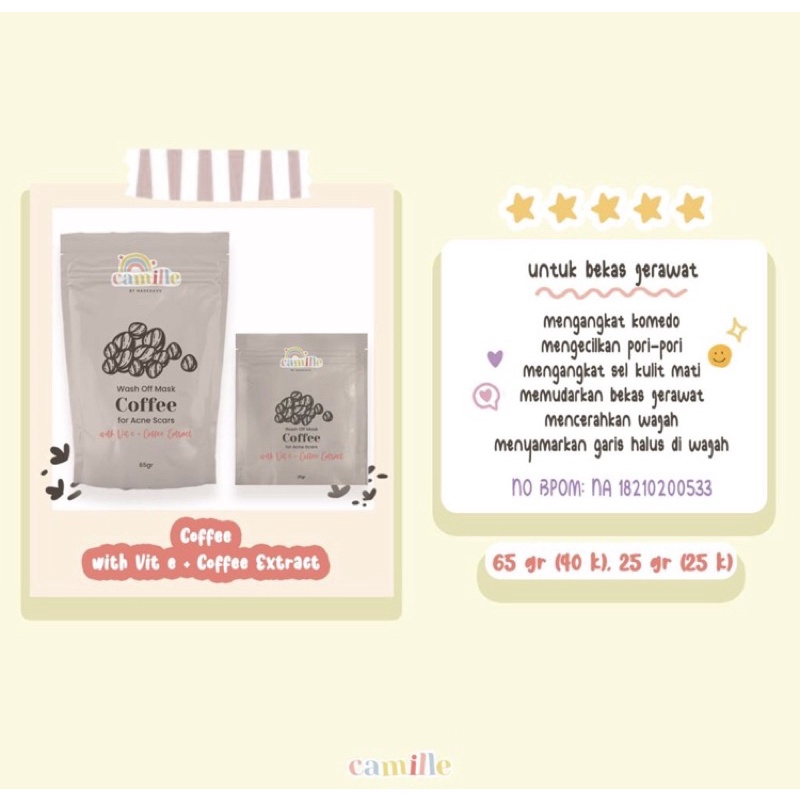 CAMILLE BEAUTE MASK BPOM / MASKER CAMILLE BEAUTY-COFFEE