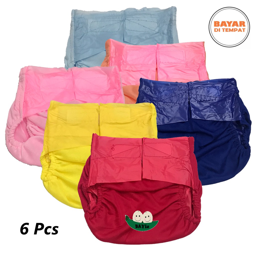 BAYIe - 6 Pcs Popok / Celana Bayi Kain Cuci Ulang REKAT / Diapers / Celana Lampin / Clodi Murah