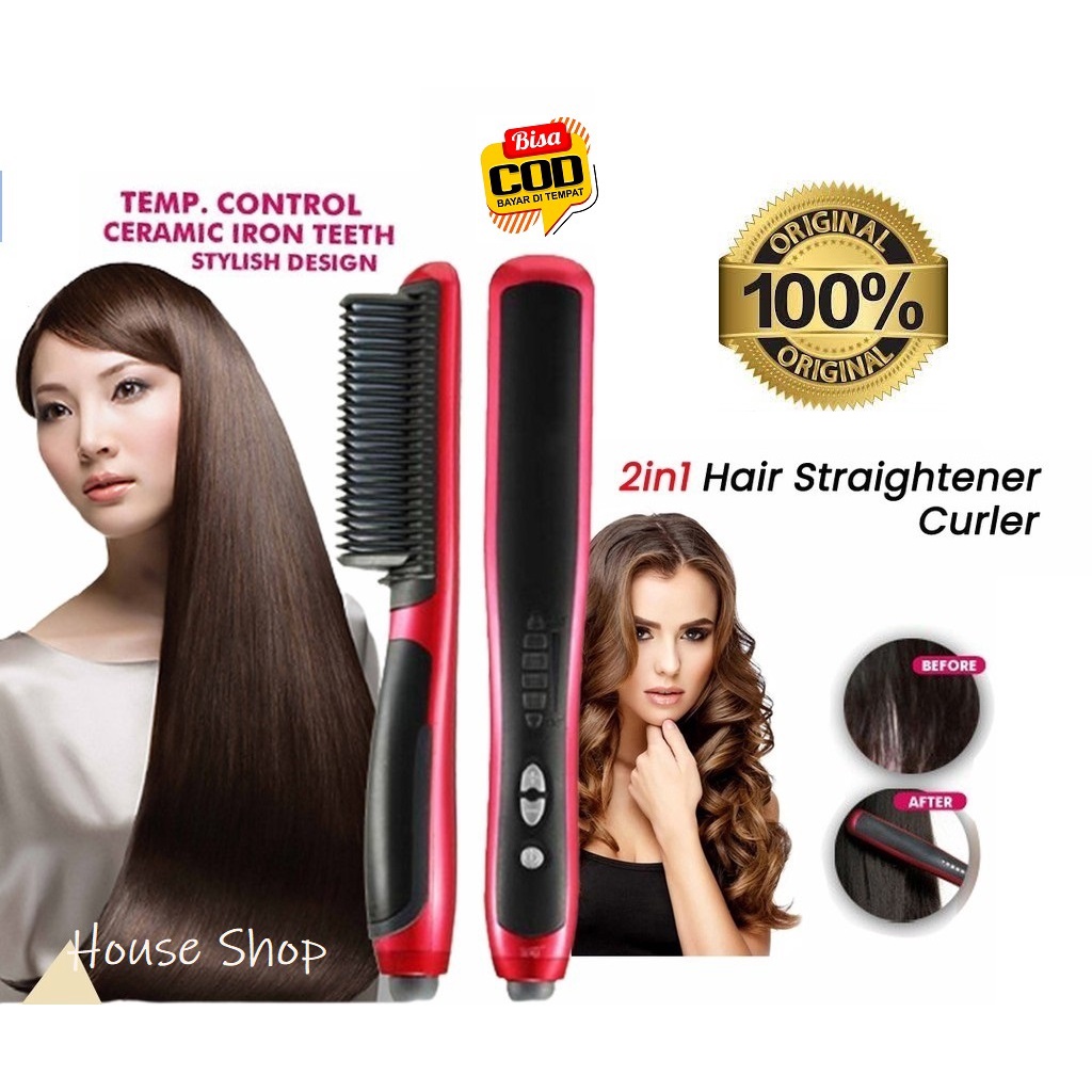 HS-0017 Sisir Profesional Fast Hair Straightener Catok Sisir Pelurus Rambut New Generation HQT-908B