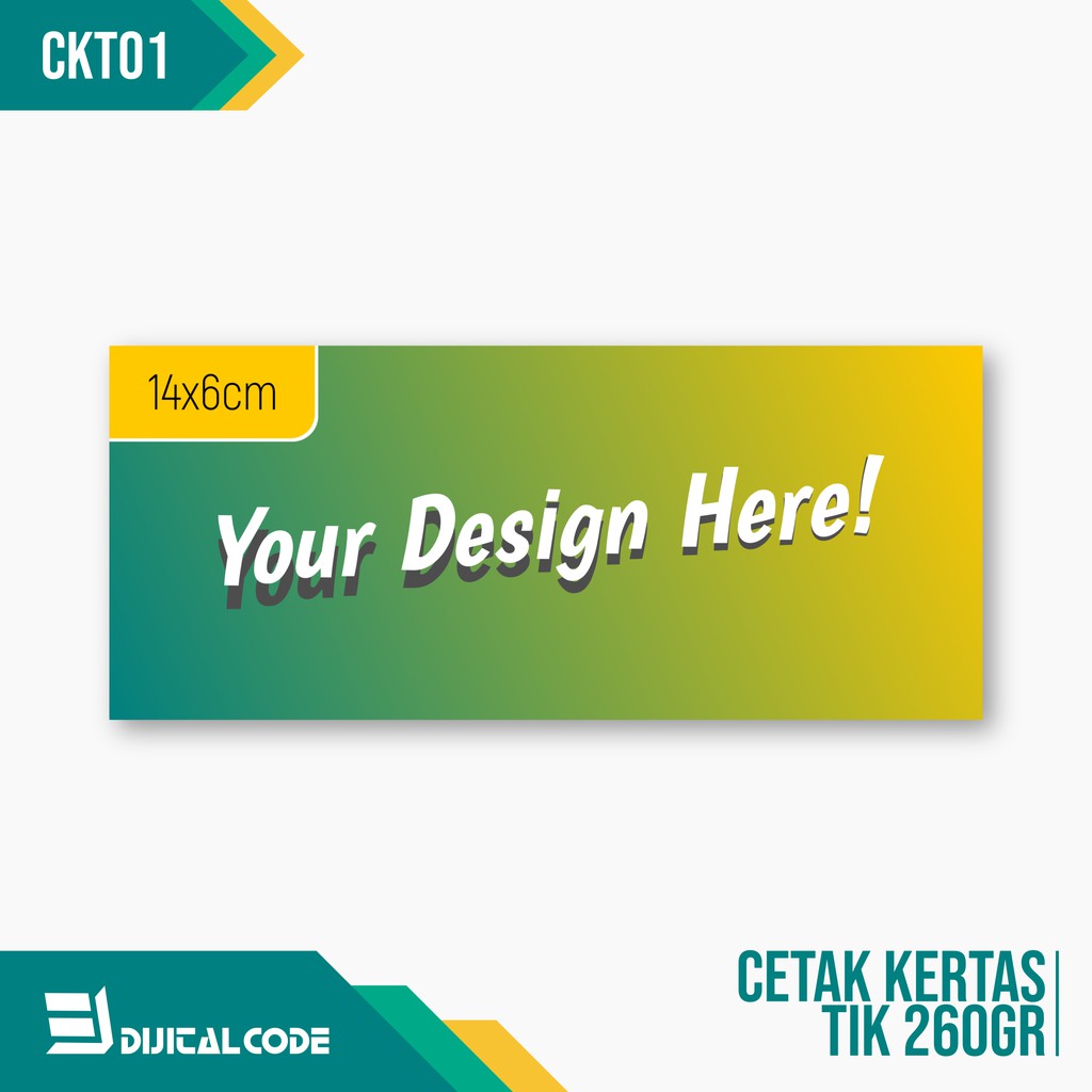 CKT01 Cetak & Potong Kertas TIK/Art Paper 260gr 14x6cm Bentuk Kotak Untuk Label Dll