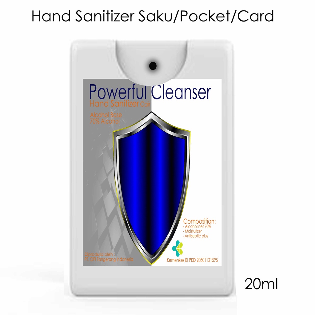 Pocket hand sanitizer power cleanser  bottle 20ml (botol saku/Card Botol) Powerful Cleaner wangi stroberi varian baru By Oke Sabun sudah ada izin edar resmi by Oke sabun suplayer